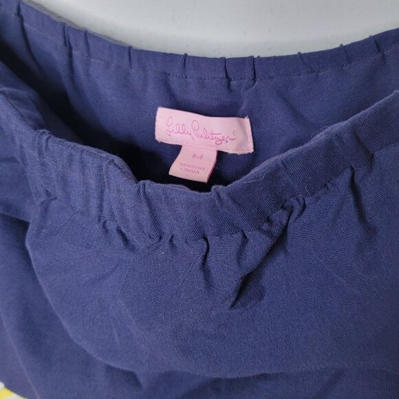 Lilly Pulitzer Strapless Esmeralda Dress‎ Yellow / Navy Blue Mini Plaid Medium M - Picture 3 of 5